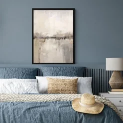 Poster met lijst 60x80 cm Moderne kunst - Abstract - Beige