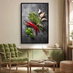 Poster met lijst 80x120 cm Peper - Kruiden - Specerijen - Beton