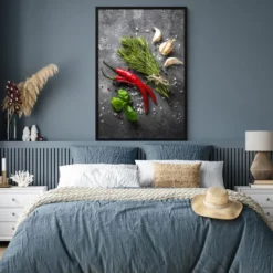 Poster met lijst 80x120 cm Peper - Kruiden - Specerijen - Beton