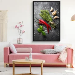 Poster met lijst 80x120 cm Peper - Kruiden - Specerijen - Beton