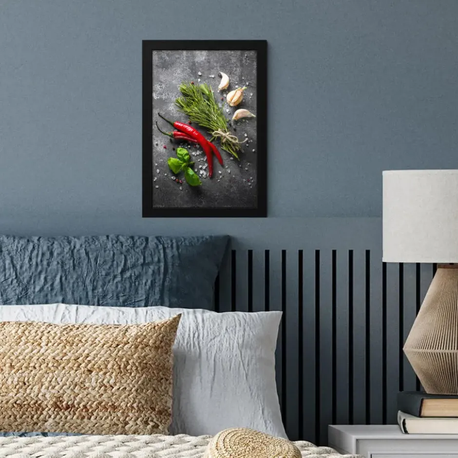 Poster met lijst 20x30 cm Peper - Kruiden - Specerijen - Beton