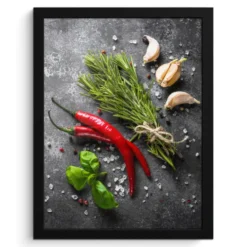 Poster met lijst 30x40 cm Peper - Kruiden - Specerijen - Beton