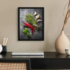 Poster met lijst 30x40 cm Peper - Kruiden - Specerijen - Beton