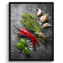 Poster met lijst 60x80 cm Peper - Kruiden - Specerijen - Beton