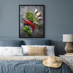 Poster met lijst 60x80 cm Peper - Kruiden - Specerijen - Beton