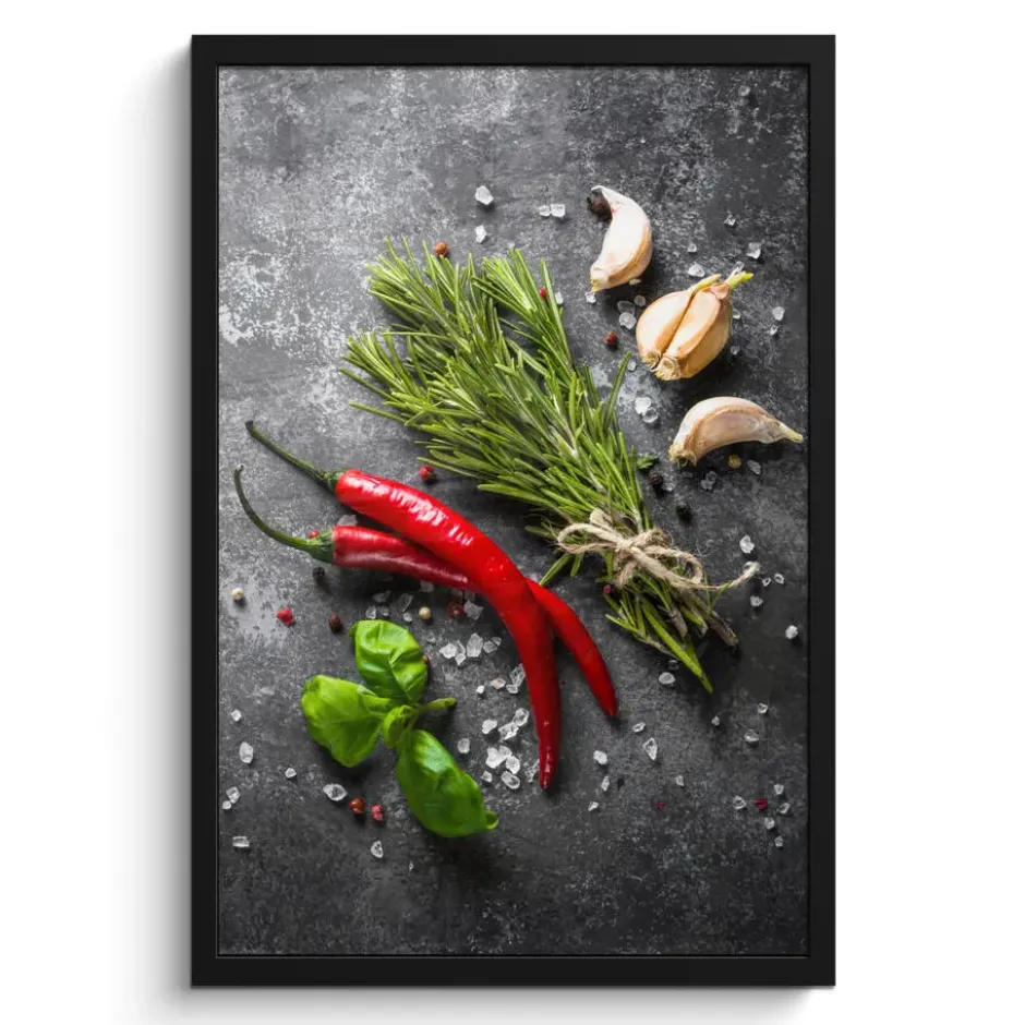 Poster met lijst 40x60 cm Peper - Kruiden - Specerijen - Beton