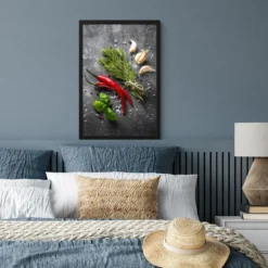 Poster met lijst 40x60 cm Peper - Kruiden - Specerijen - Beton