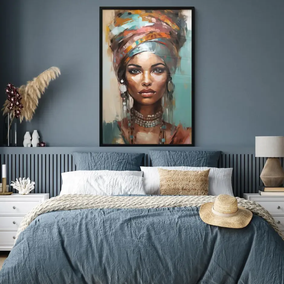 Poster met lijst 80x120 cm Vrouw - Kunst - Sieraden - Portret