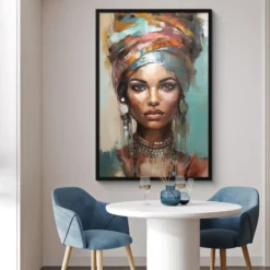 Poster met lijst 80x120 cm Vrouw - Kunst - Sieraden - Portret