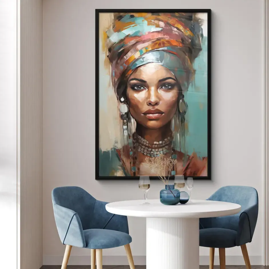 Poster met lijst 80x120 cm Vrouw - Kunst - Sieraden - Portret