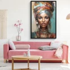 Poster met lijst 80x120 cm Vrouw - Kunst - Sieraden - Portret