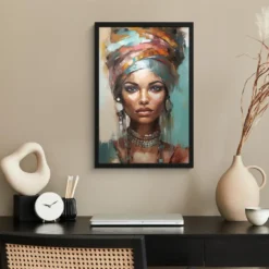 Poster met lijst 40x60 cm Vrouw - Kunst - Sieraden - Portret