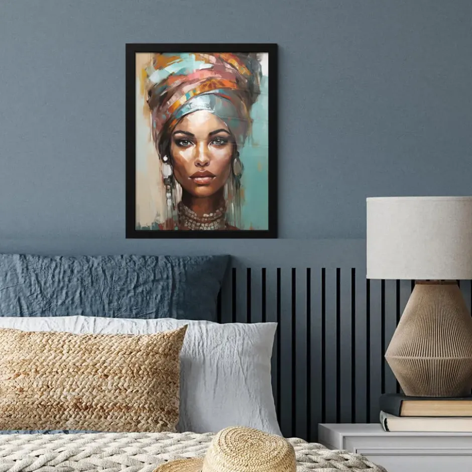 Poster met lijst 30x40 cm Vrouw - Kunst - Sieraden - Portret