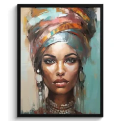 Poster met lijst 60x80 cm Vrouw - Kunst - Sieraden - Portret