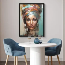 Poster met lijst 60x80 cm Vrouw - Kunst - Sieraden - Portret