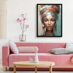 Poster met lijst 60x80 cm Vrouw - Kunst - Sieraden - Portret