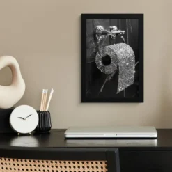Poster met lijst 20x30 cm WC - Toilet papier - Zwart wit - Glitters