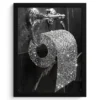 Poster met lijst 30x40 cm WC - Toilet papier - Zwart wit - Glitters