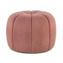 Pouf in roze fluweel met strepen