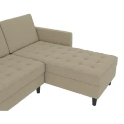 Presley - 3-zits hoekslaapbank in cappuccino stof