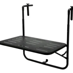 Pro Garden Balkon tafel - metaal - mat zwart - 60 x 43 cm