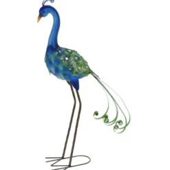 Pro garden decoratie vogel beeld - Metaal - Pauw - 12 x 80 cm