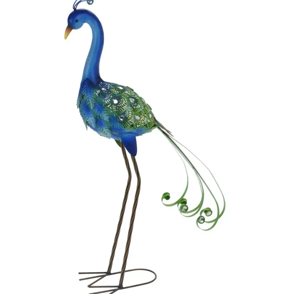 Pro garden decoratie vogel beeld - Metaal - Pauw - 12 x 80 cm