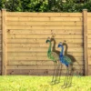Pro garden Tuin/huis vogel beeld - Metaal - Pauw - 12 x 80 cm