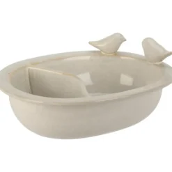 Pro Garden Vogelbad/voederschaal - wit - keramiek -D20 x H8 cm