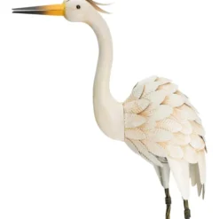 Pro garden vogel beeld - Metaal - Zilverreiger - 19 x 77 cm