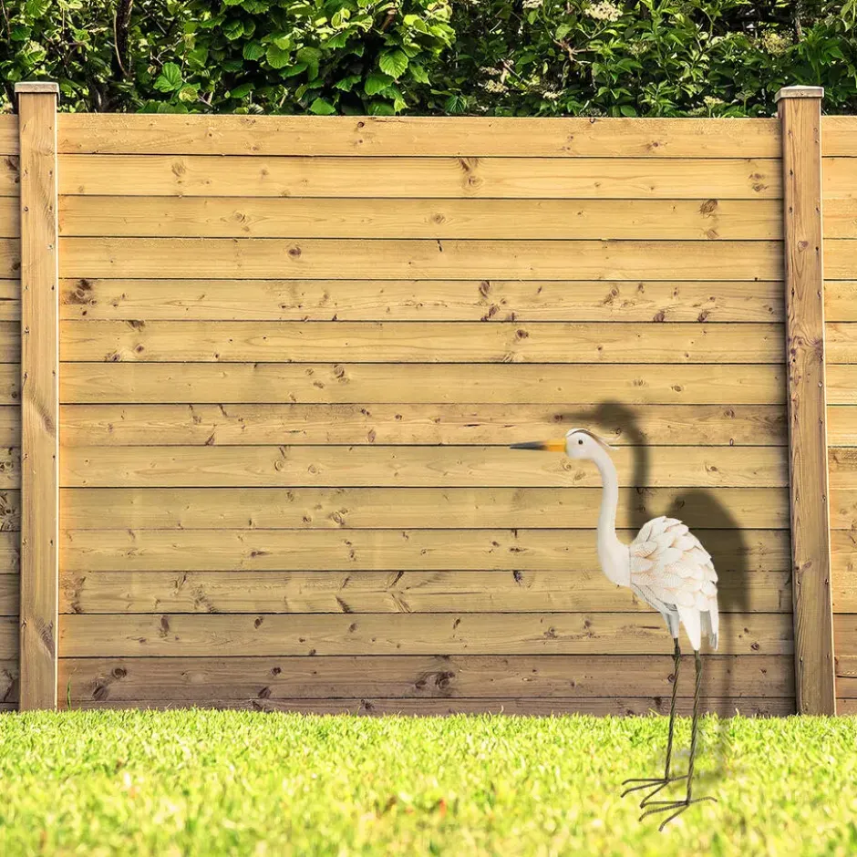 Pro garden vogel beeld - Metaal - Zilverreiger - 19 x 77 cm