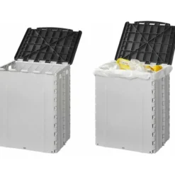 ProPlus Afvalbak met deksel- kunststof - grijs - 25 x 31 x 38 cm