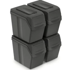 Prosperplast Afvalscheidingprullenbakken - 4x 20 liter - grijs