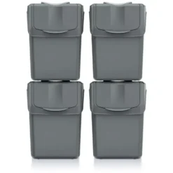 Prosperplast Afvalscheidingprullenbakken - 4x 20 liter - grijs