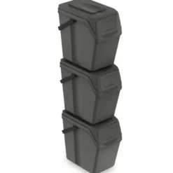 Prosperplast Afvalscheidingprullenbakken - 3x 25L - grijs