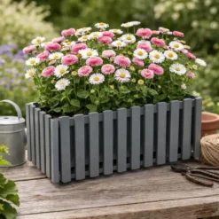 Prosperplast Plantenbak - kunststof - grijs - 58 x 18 x 16 cm