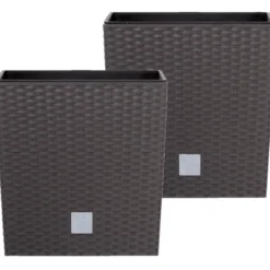 Prosperplast Plantenbak Rato - bruin - rotan - kunststof - 20 cm