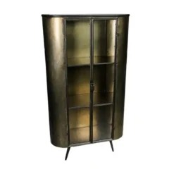 PTMD Eleven vitrinekast hoog industrieel messing - 37x92x161cm
