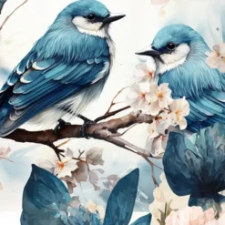 Pure Blauwe Vogels Dekbedovertrek Blauw-Lits-jumeaux (240 x 200/220 cm)