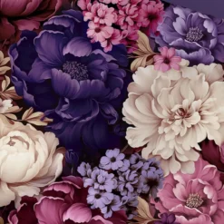 Pure dekbedovertrek bloemen - 2 persoons 200x200/220 cm - Paars - Microvezel