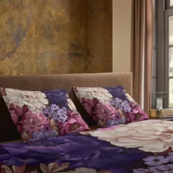 Pure dekbedovertrek bloemen - Lits jumeaux 240x200/220 cm - Paars - Microvezel