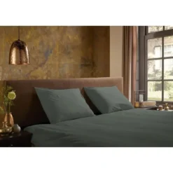 Pure dekbedovertrek effen kleur - 1 persoons 140x200/220 cm - Groen - Microvezel