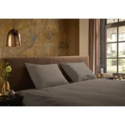 Pure dekbedovertrek effen kleur - 2 persoons 200x200/220 cm - Taupe - Microvezel