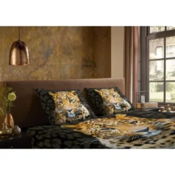 Pure dekbedovertrek luipaard - Lits jumeaux 240x200/220 cm - Zwart - Microvezel