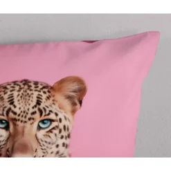 Pure dekbedovertrek panter - Lits jumeaux 240x200/220 cm - Roze - Microvezel