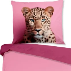Pure dekbedovertrek panter - 2 persoons 200x200/220 cm - Roze - Microvezel