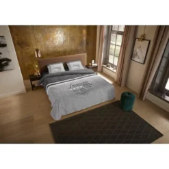 Pure dekbedovertrek tekst - 1 persoons 140x200/220 cm - Grijs - Microvezel