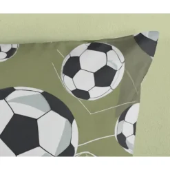 Pure dekbedovertrek voetballen - 1 persoons 140x200/220 cm - Groen - Microvezel