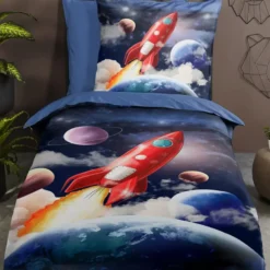 Pure Rocket Kinderdekbedovertrek Blauw