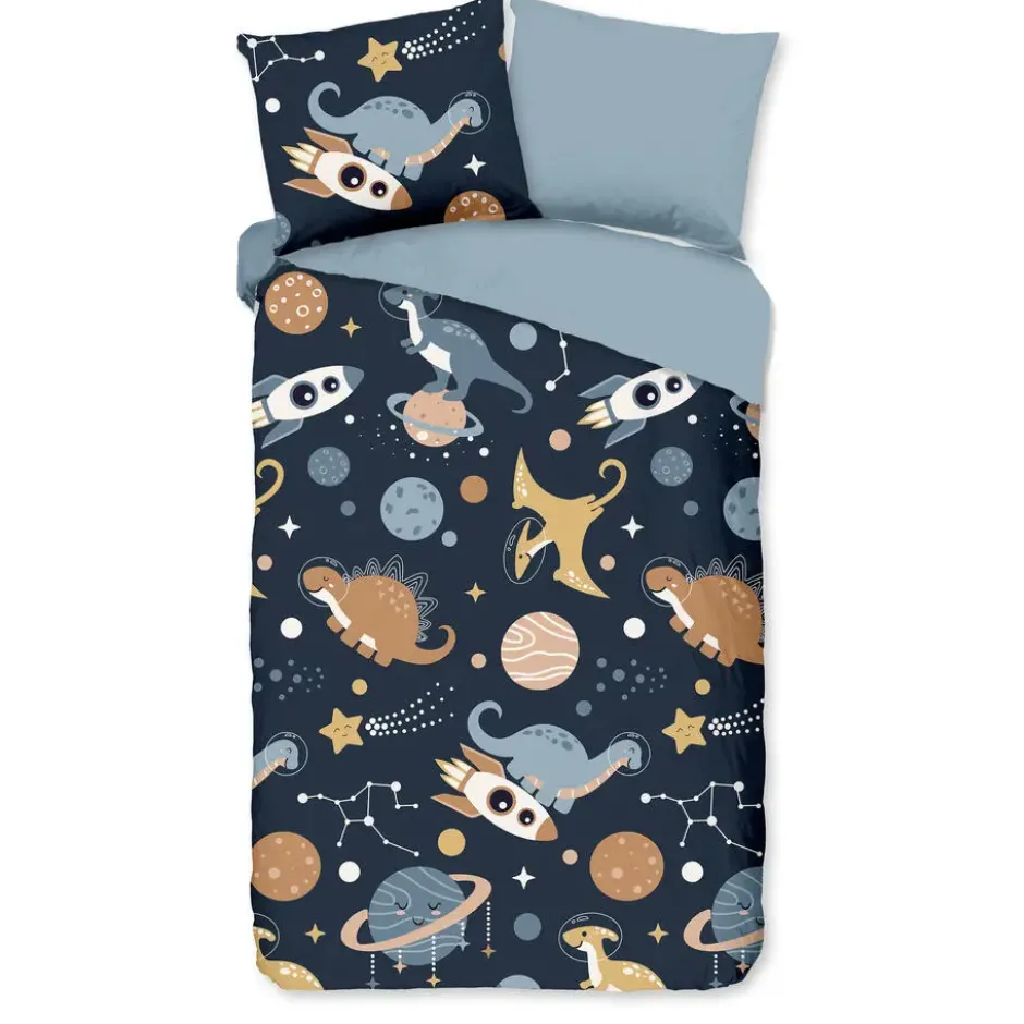 Pure SpaceDino Kinderdekbedovertrek Blauw